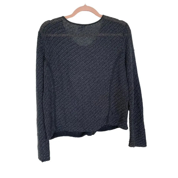 EILEEN FISHER Cropped Jacquard Zip-Front Jacket Cardigan Gray Size Medium - Picture 3 of 7